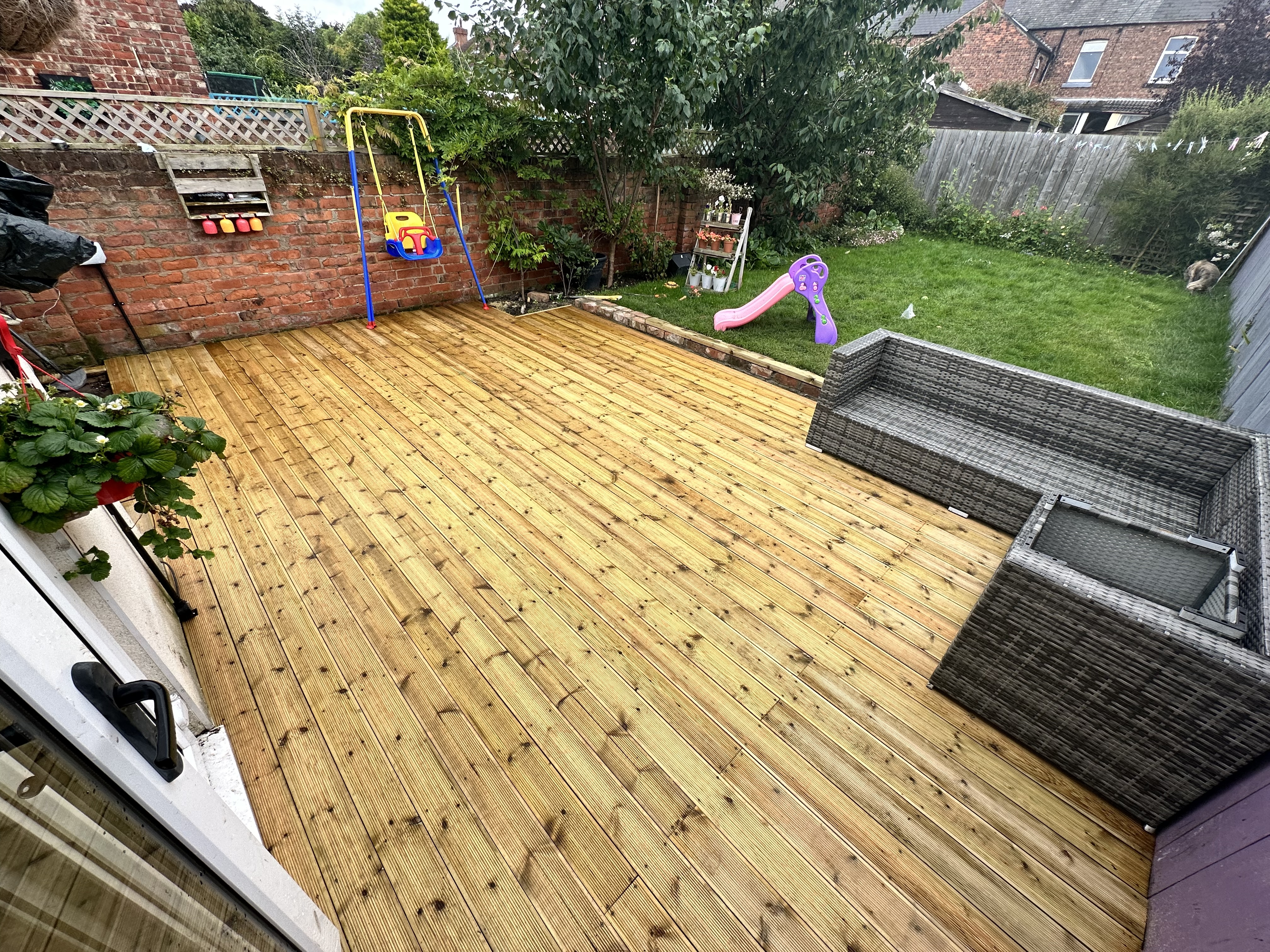 Completed garden decking transformation